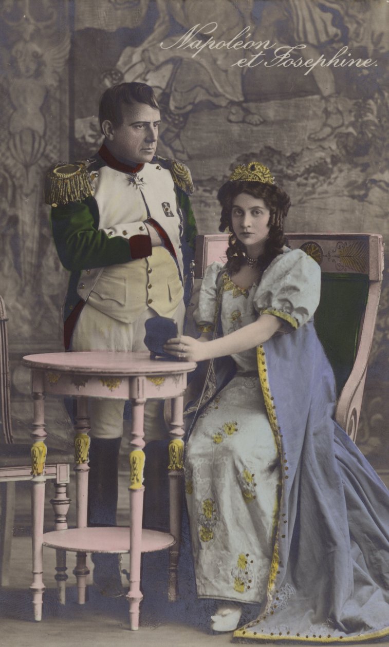 Napoleon en Josephine (kleurenlitho) door French School
