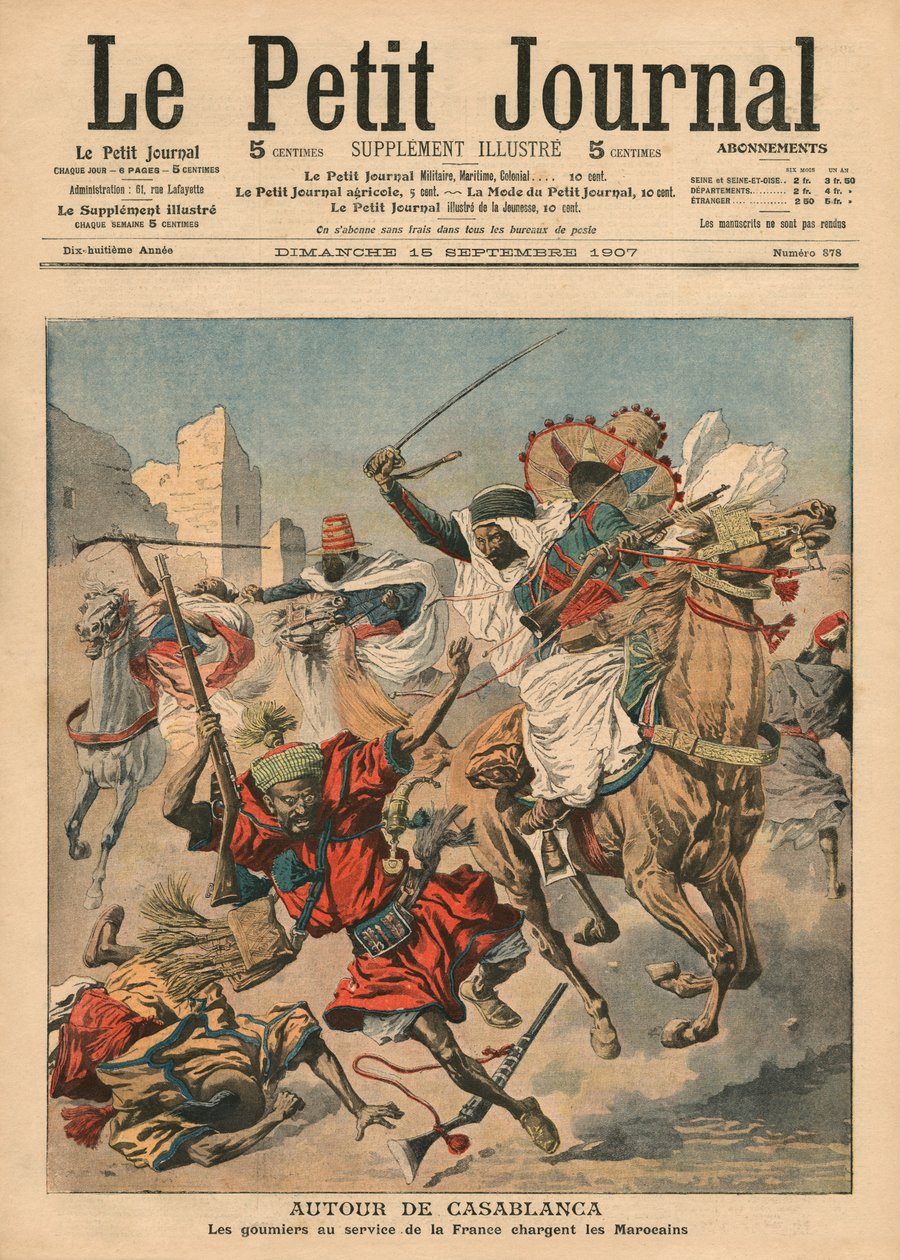 Bij Casablanca, de goumiers aanvallend op de Marokkanen, illustratie uit 