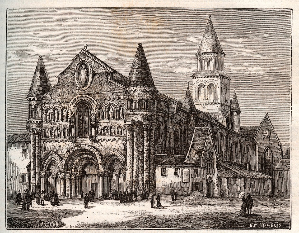 Notre-Dame van Poitiers - gravure in 