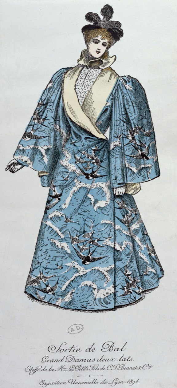Operacape gemaakt door de couturier Worth, uit een prospectus voor de Exposition Universelle de Lyon, 1894 door French School