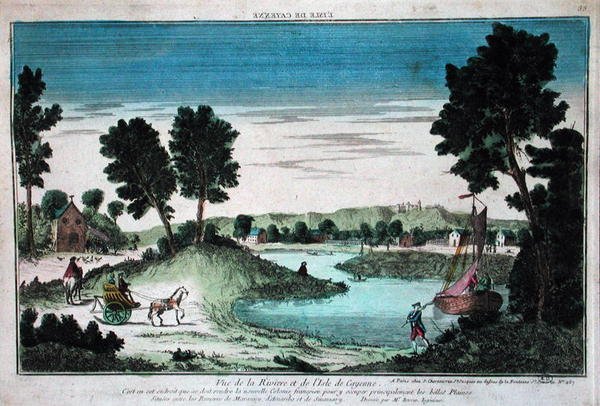 Panoramisch uitzicht op de rivier en het eiland Cayenne, Frans Guyana door French School