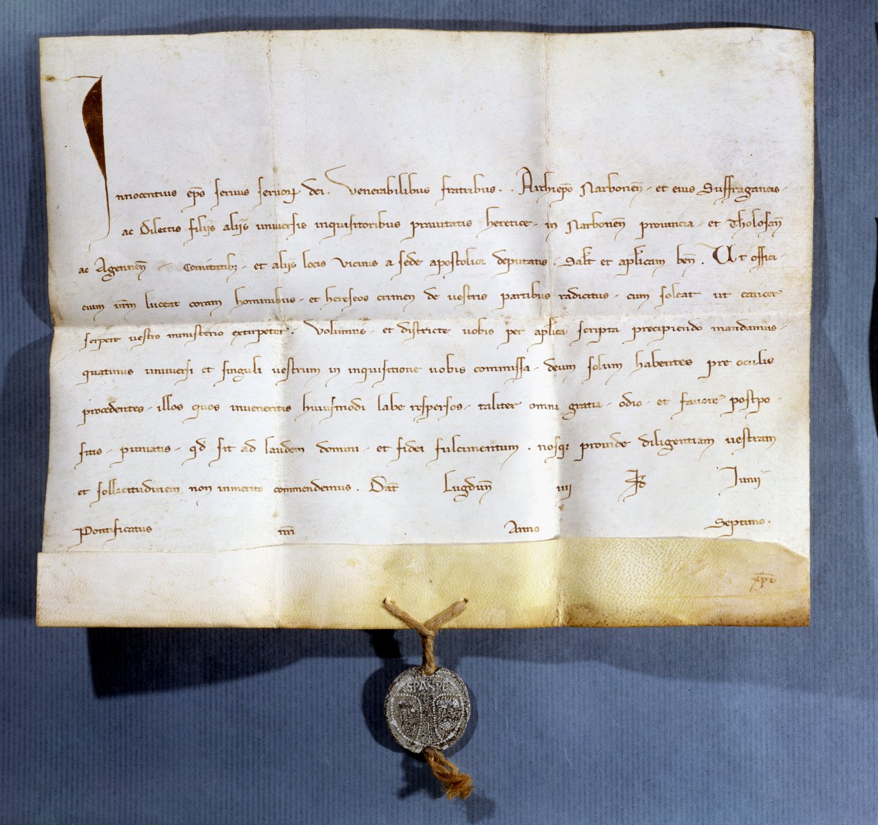 Pauselijke bul van paus Innocentius IV (d.1254) tegen de Albigenzen door French School