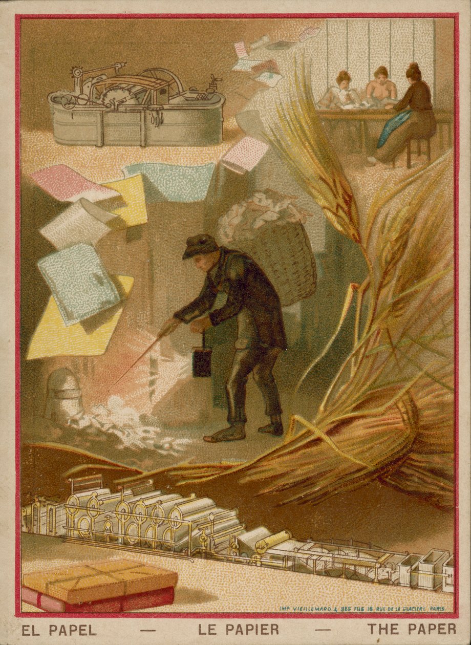 Papier (chromolitho) door French School