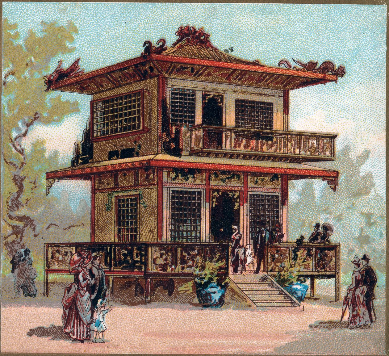 Parijs. Wereldtentoonstelling van 1889: Het Japanse Paviljoen. door French School