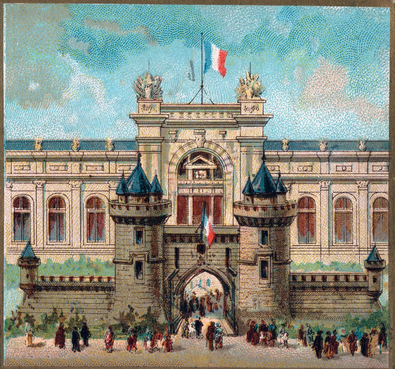 Parijs. Wereldtentoonstelling van 1889: Het Paleis van het Ministerie van Oorlog. door French School