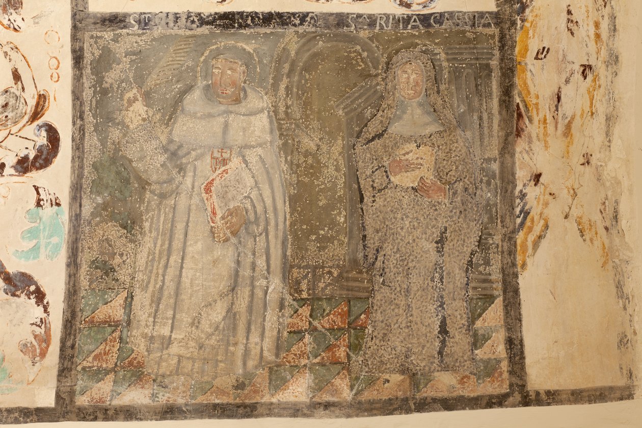 Parochiekerk (Església de la Mare de Déu de Solers). Interieur. De schepen. Muurschilderingen. Detail. 16e eeuw (?) door French School