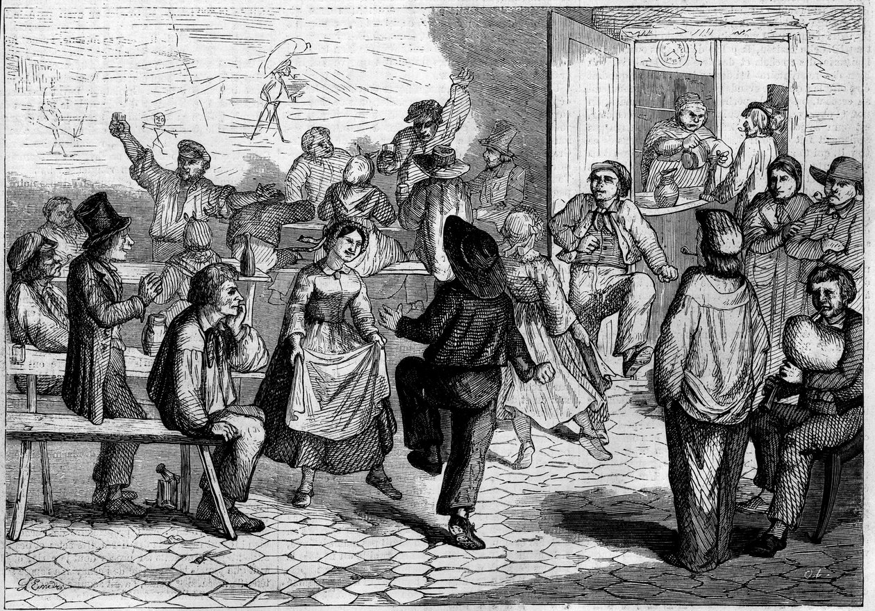 Feest in Parijs: een bal van waterdragers en kolenmakers, bij de Barrière de la Villette door French School