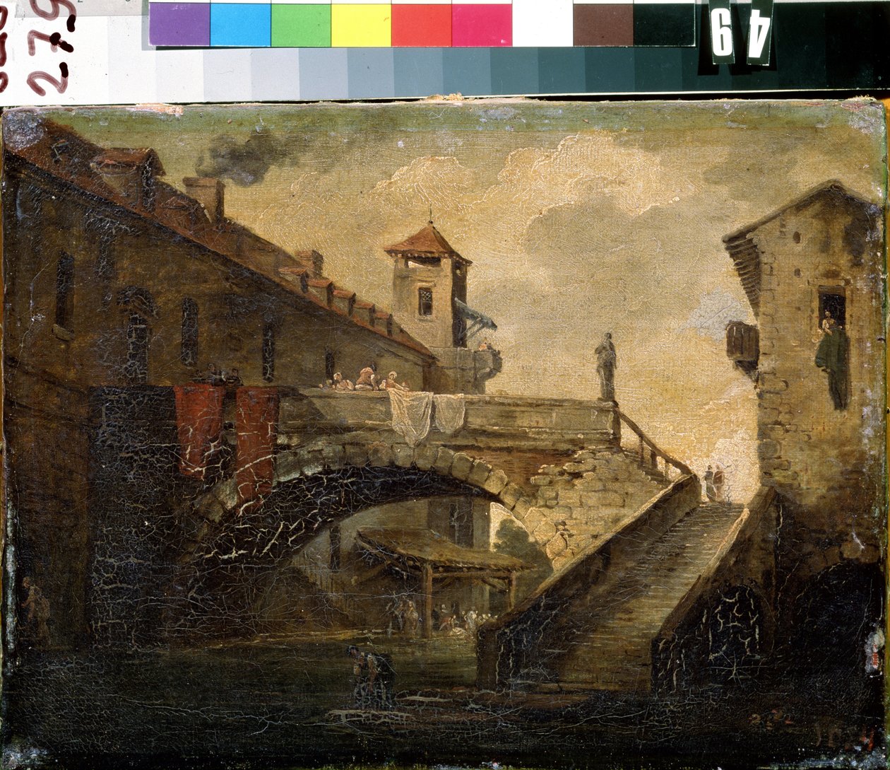 Landschap in een Frans dorp door French School