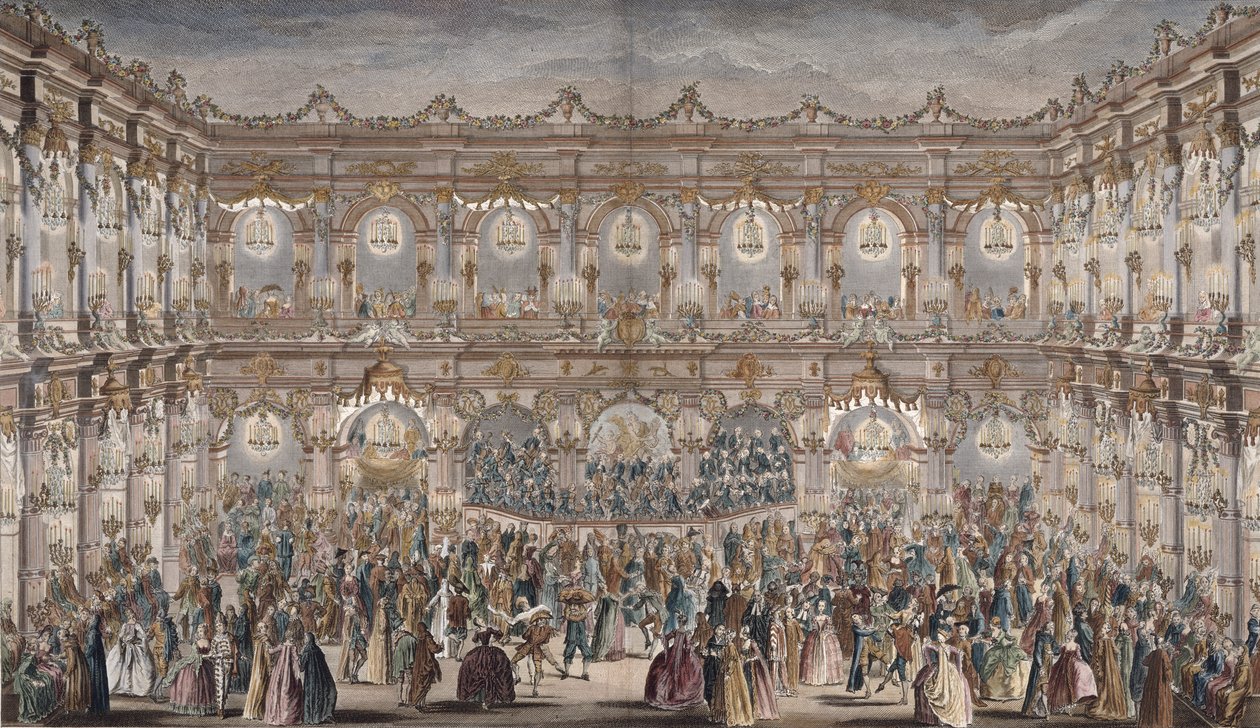 Perspectief Zicht op de Balzaal, gebouwd in de Binnenplaats van het Stadhuis door French School