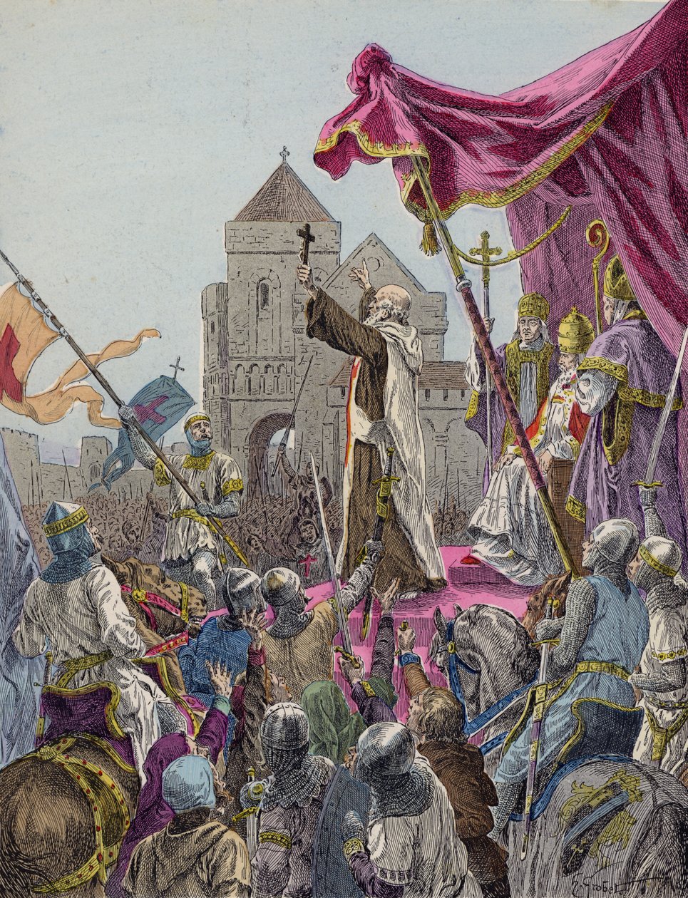Petrus de Kluizenaar predikt de Eerste Kruistocht door French School