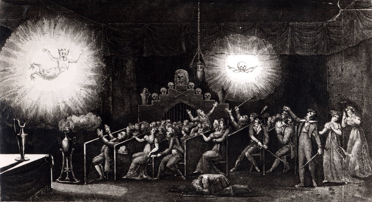 Phantasmagoria, uit Memoires Recreatifs Scientifiques et Anecdotiques door Etienne Gaspard Robertson, Parijs, 1831 door French School