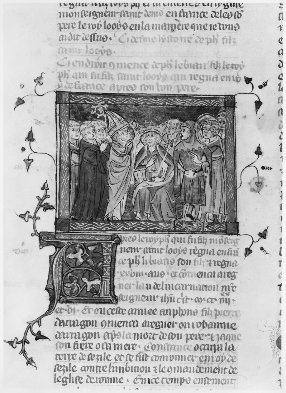 Filips IV, illustratie uit Grandes Chroniques de France, 1375-79 door French School