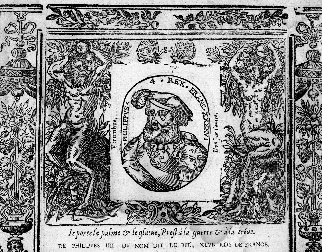 Filips IV, de Schone, portret gegraveerd in medaillon door French School