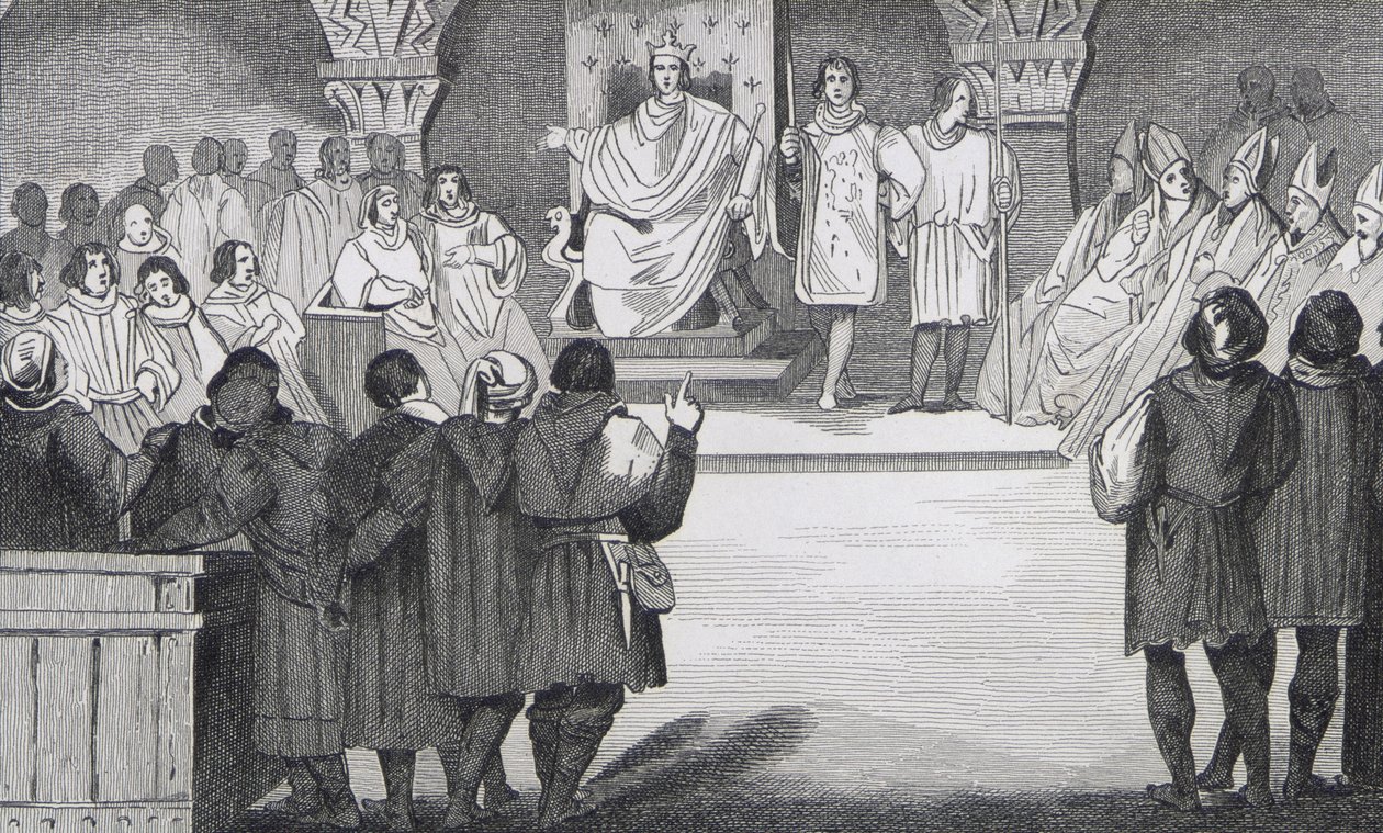 Philippe IV (1268-1314) le Bel herenigt de Staten-Generaal in het Louvre, uit 