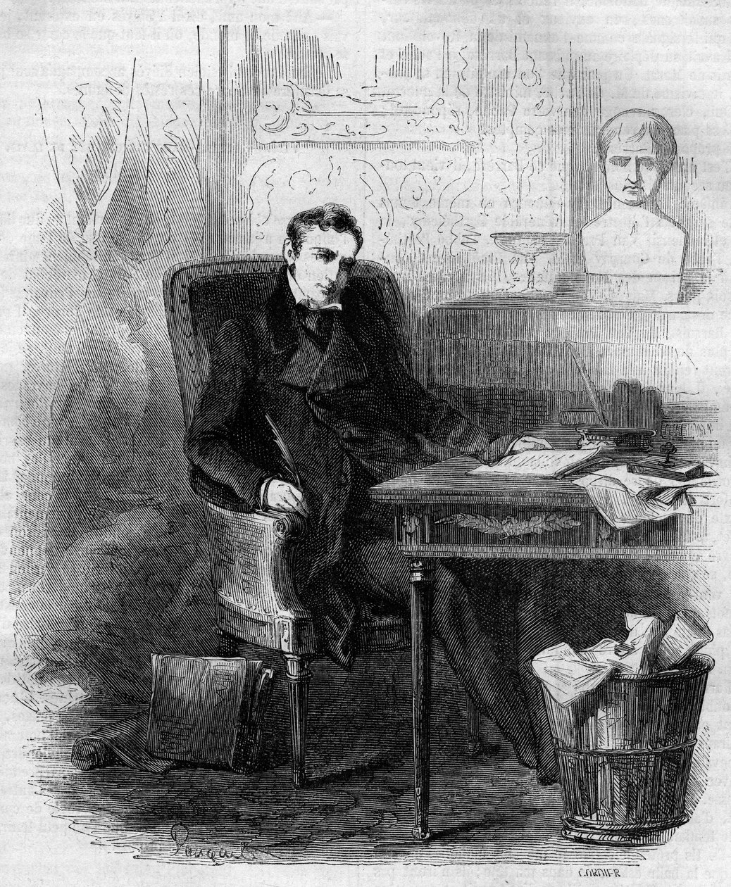 Philippe Paul de Ségur, Franse diplomaat en historicus, schrijft de Russische campagne. Gravure uit 1856. door French School