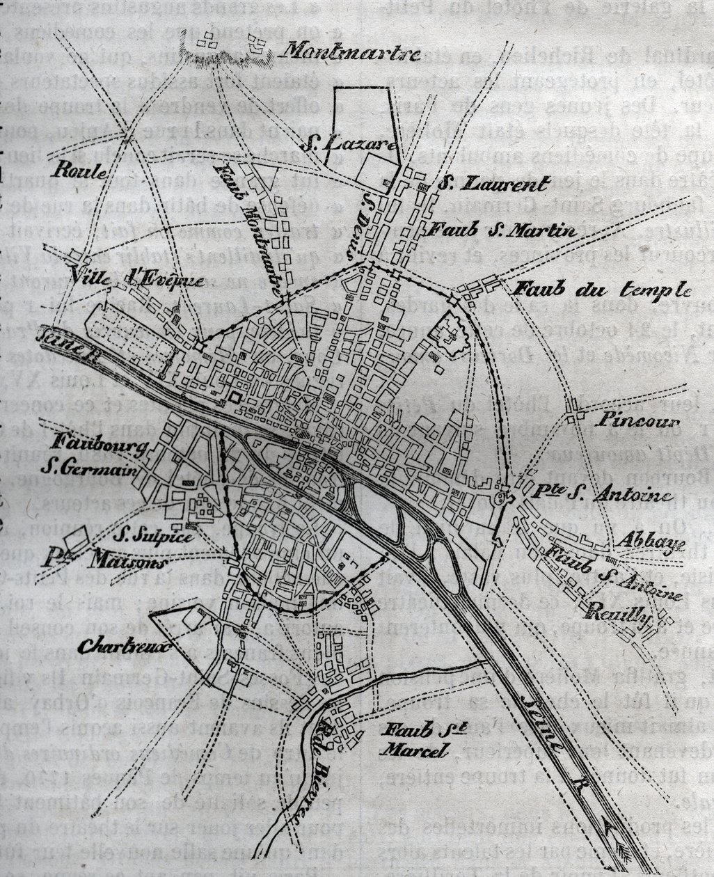 Plan van Parijs onder Henri III (1580) Gravure in 