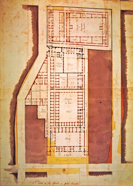 Plattegrond van de Grande en Petite Force gevangenis, rue du Roi de Sicile, Parijs door French School