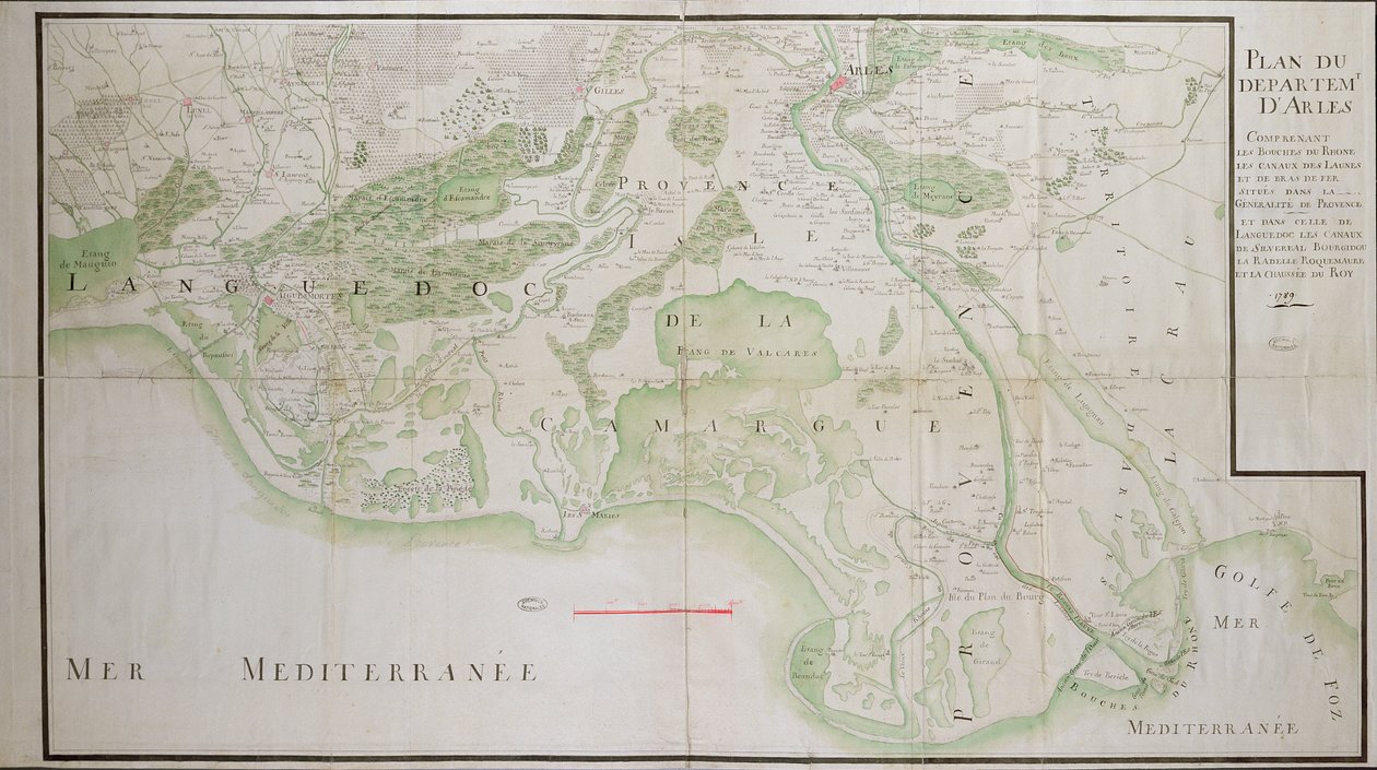 Plan van de departementen van Arles, 1789 door French School
