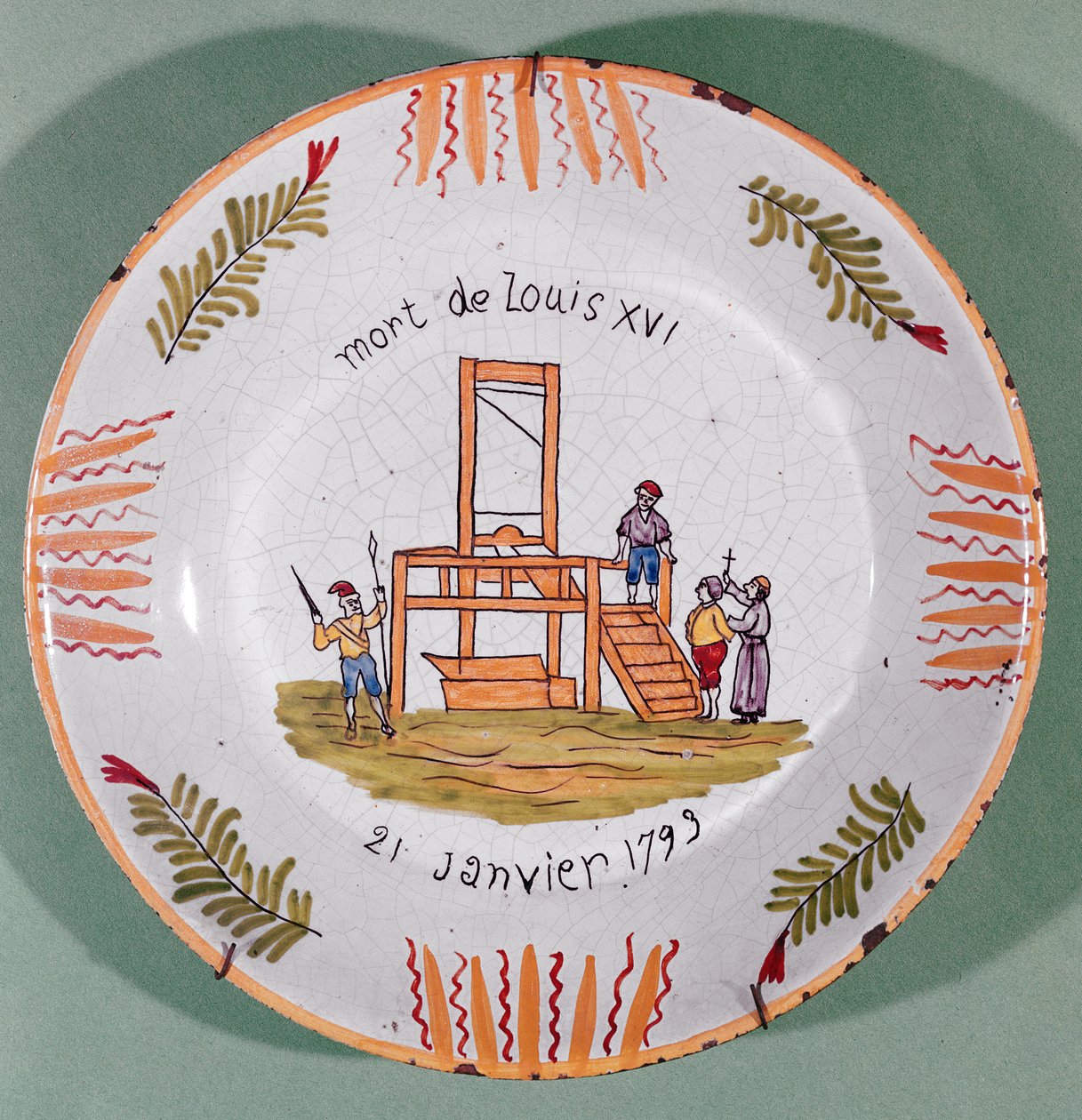 Bord met Frans Revolutionair motief ter herdenking van de executie van Lodewijk XVI op 21 januari 1793 door French School