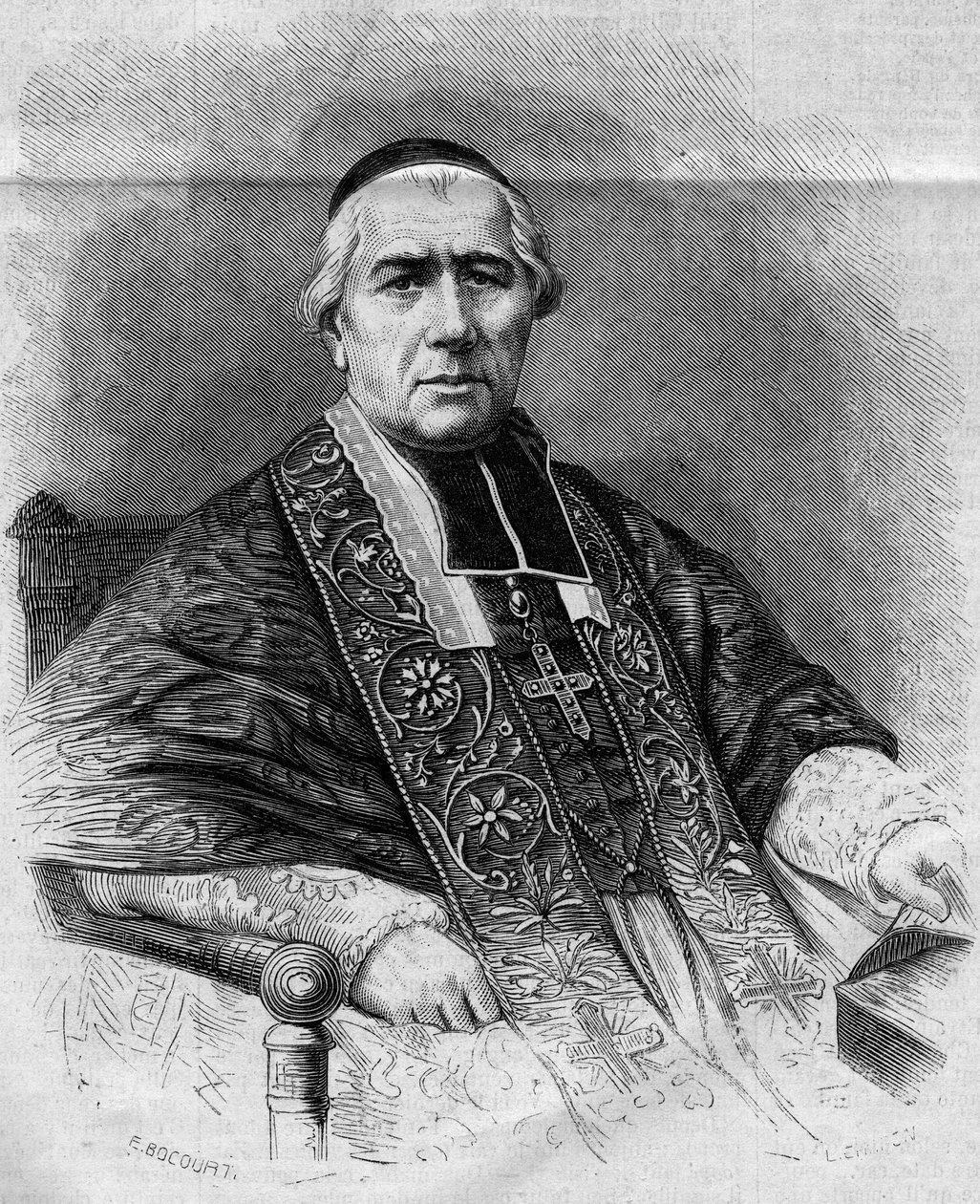 Portret van Francois Nicolas Madeleine Morlot (1795-1862), aartsbisschop van Parijs. Gravure in "Le Monde Illustre" n°299 van 3 januari 1863. door French School