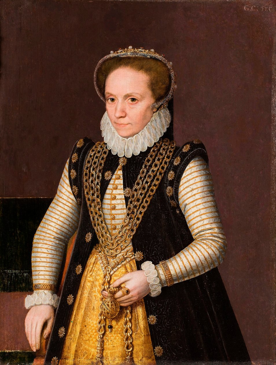 Portret van een onbekende Franse edelvrouw door French School