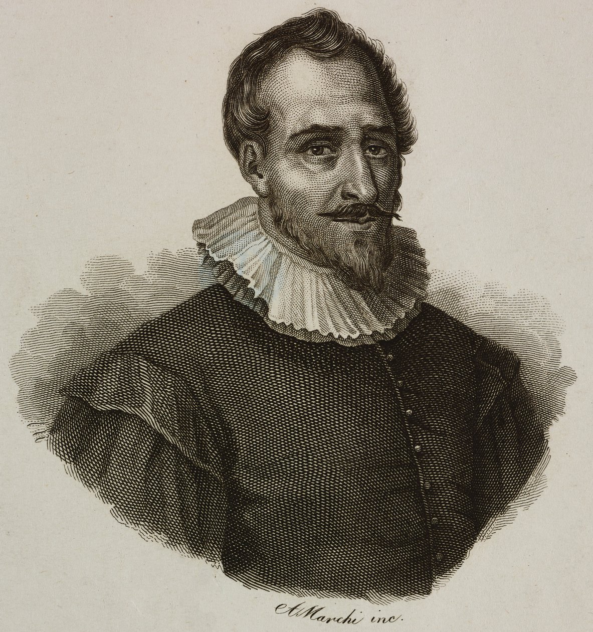 Portret van Adam de Craponne (1526-1576), Franse ingenieur, gravure door Marchi door French School