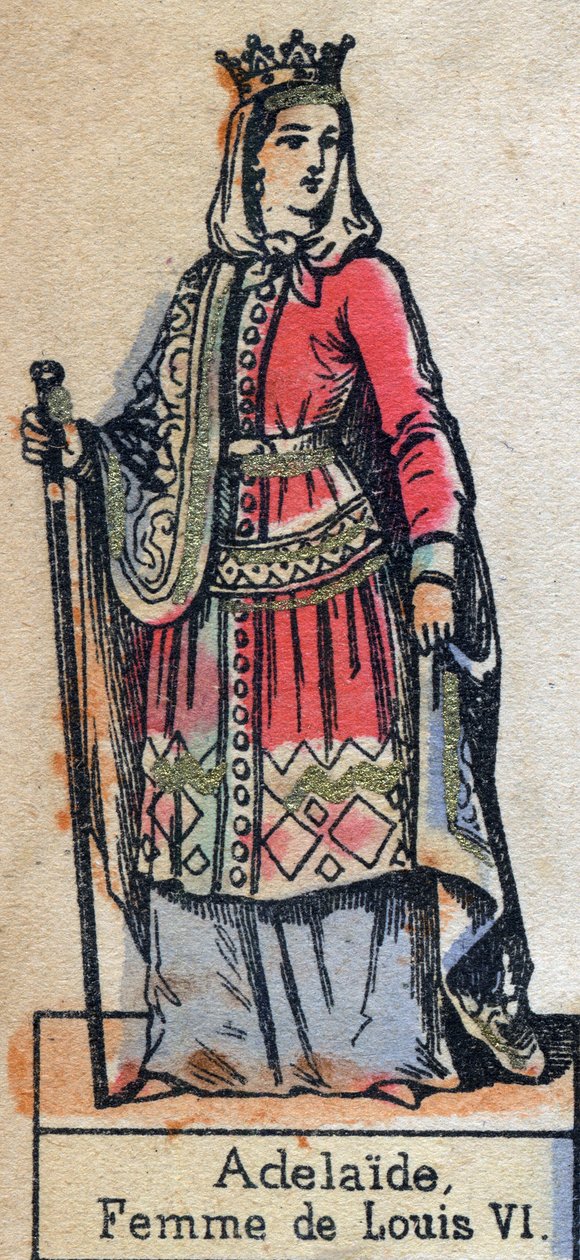 Portret van Adele de Savoie (Alix of Adelaide de Maurienne) (ca. 1100-1154), vrouw van Lodewijk VI van Frankrijk. (Capetingische dynastie). Illustratie eind 19e eeuw. door French School