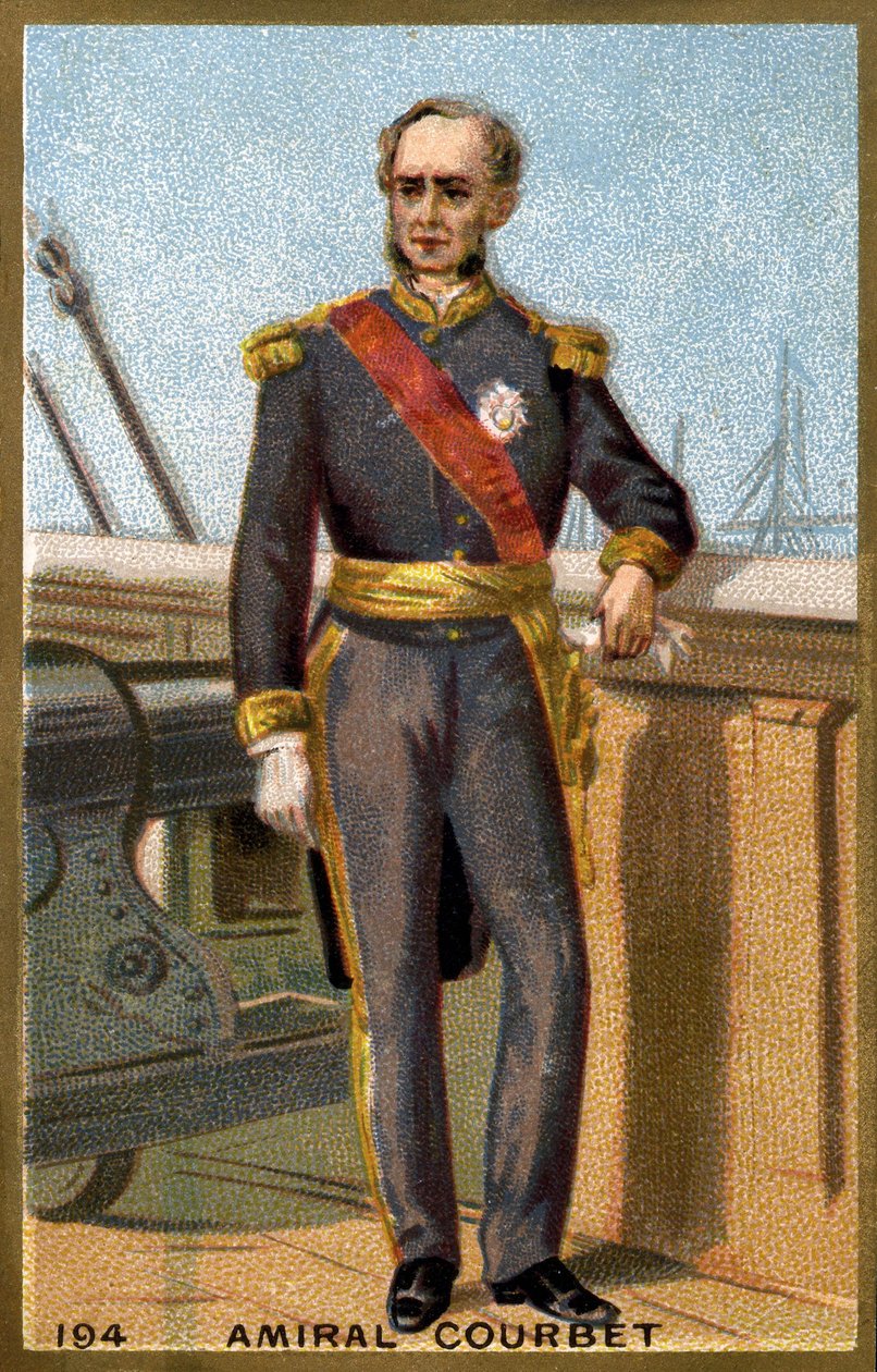 Portret van Admiraal Courbet (1827-1885). Chromolithografie eind 19e eeuw. door French School