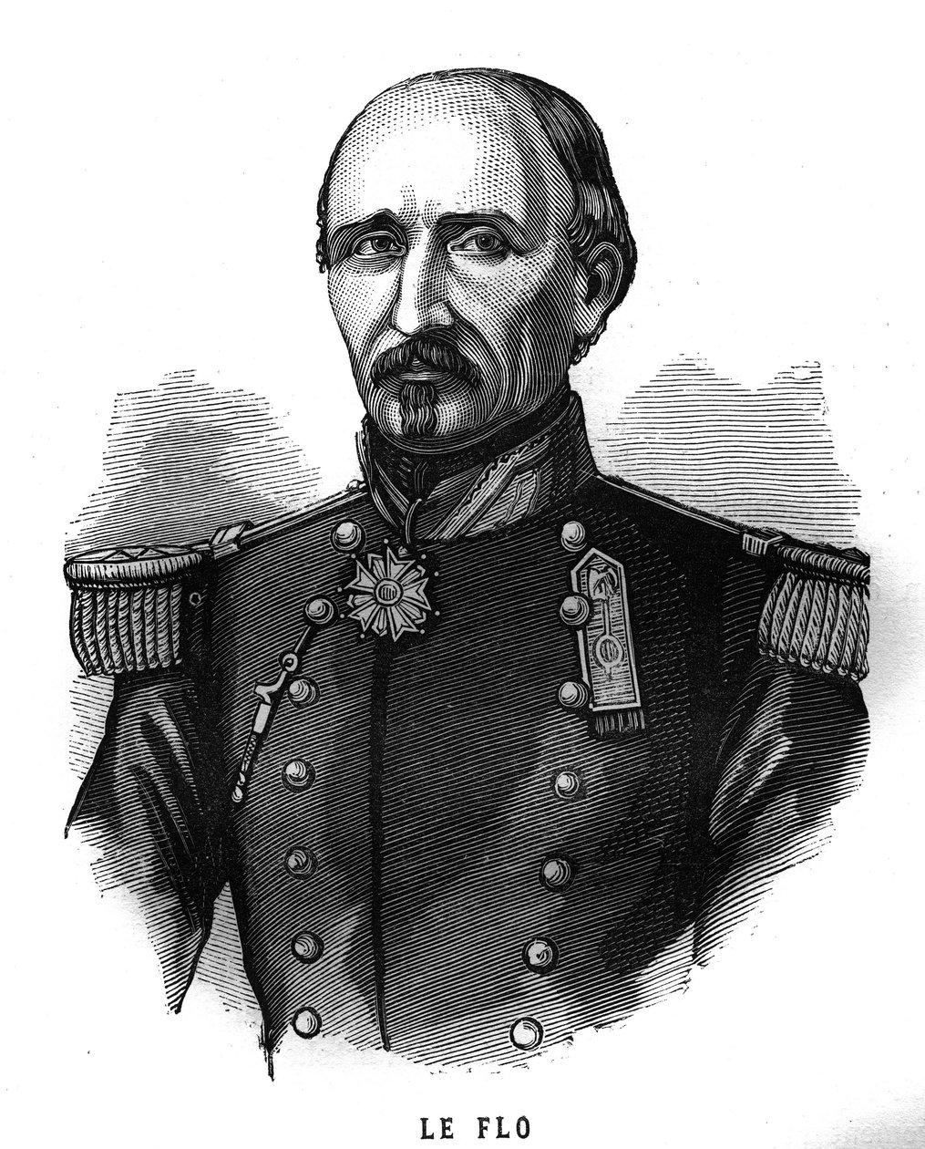 Portret van Adolphe Le Flo (1804-1887), generaal van het Franse leger en politicus. Gravure in 