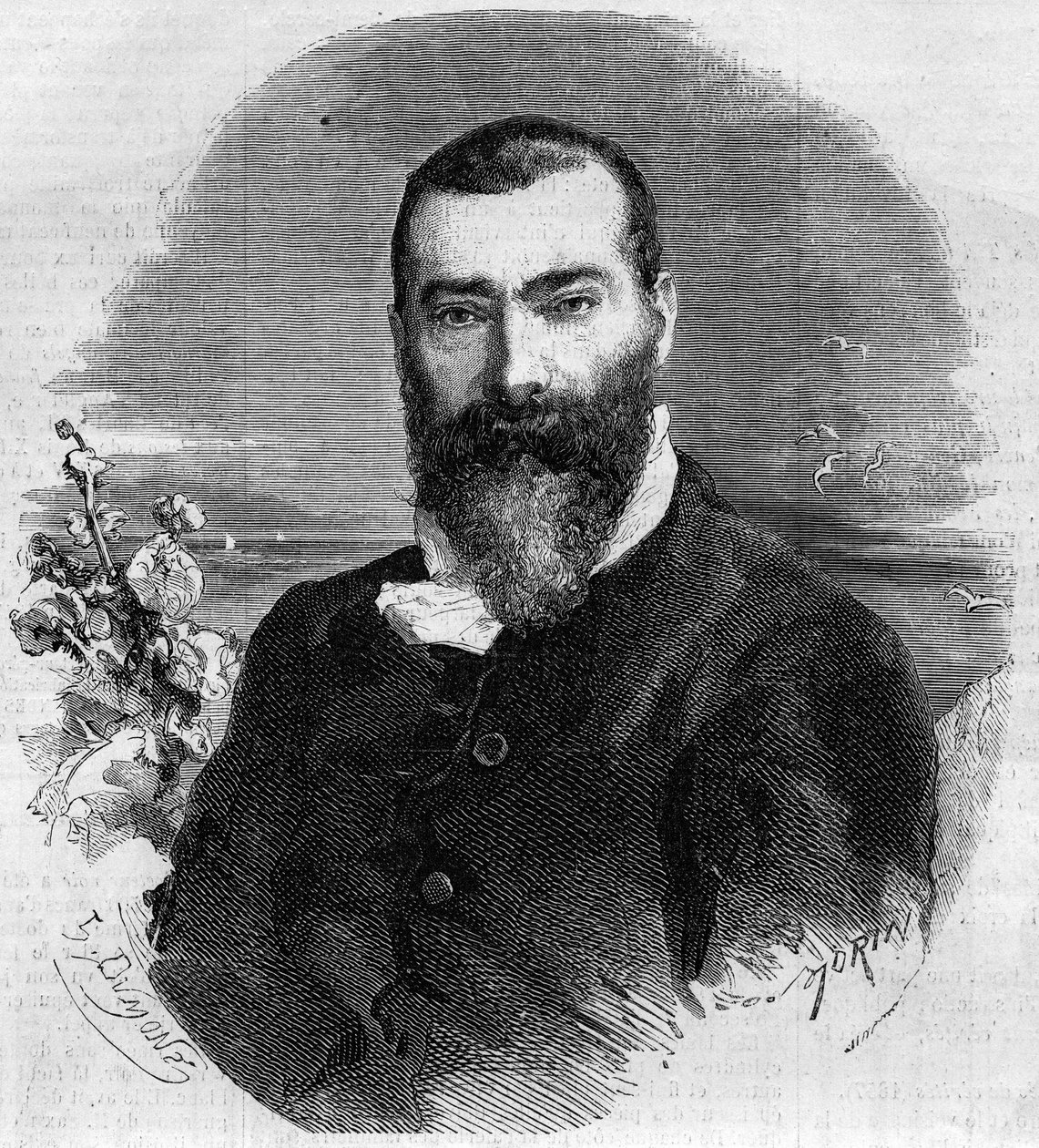 Portret van Alphonse Karr (1808-1898), Franse romanschrijver en toneelschrijver. Gravure in 