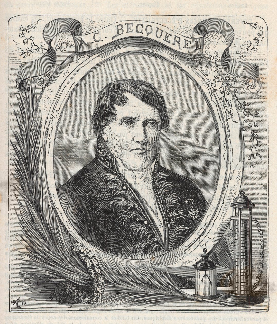 Portret van Antoine Cesar Becquerel (1788-1878), Franse natuurkundige - Gravure in 