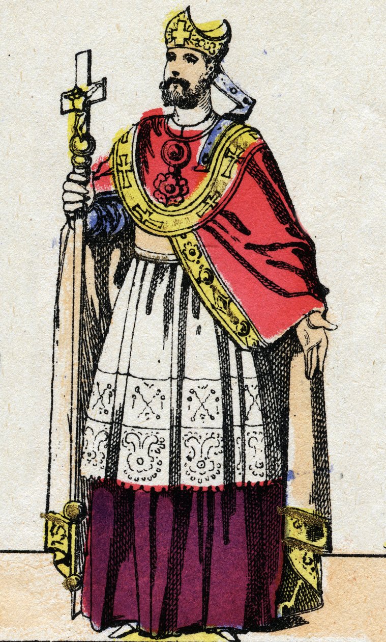 Portret van Bonifatius (ca. 675-754), aartsbisschop van Mainz die Duitsland evangeliseerde en de Frankische geestelijkheid reorganiseerde door French School