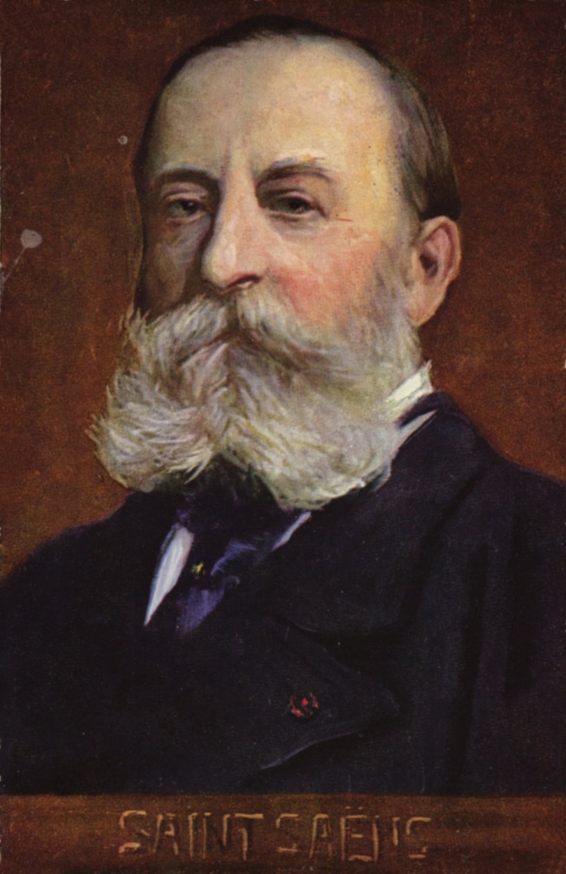 Portret van Camille Saint-Saens (kleurenlitho) door French School