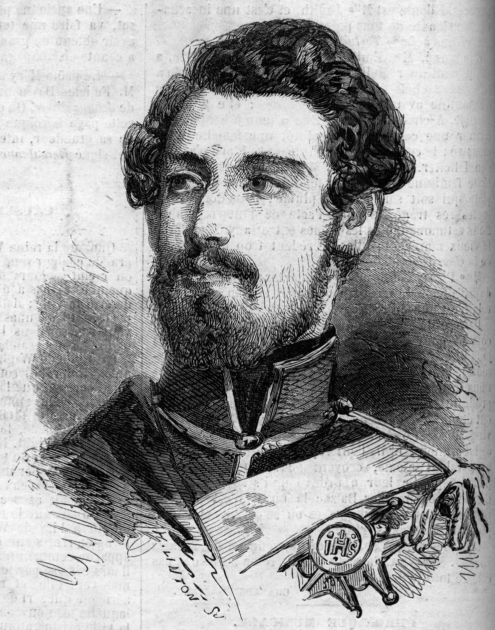 Portret van Charles (Carl) XV (1826-1872), koning van Zweden en Noorwegen. Gravure in Le Monde Illustré nr. 119 van 23 juli 1859. door French School