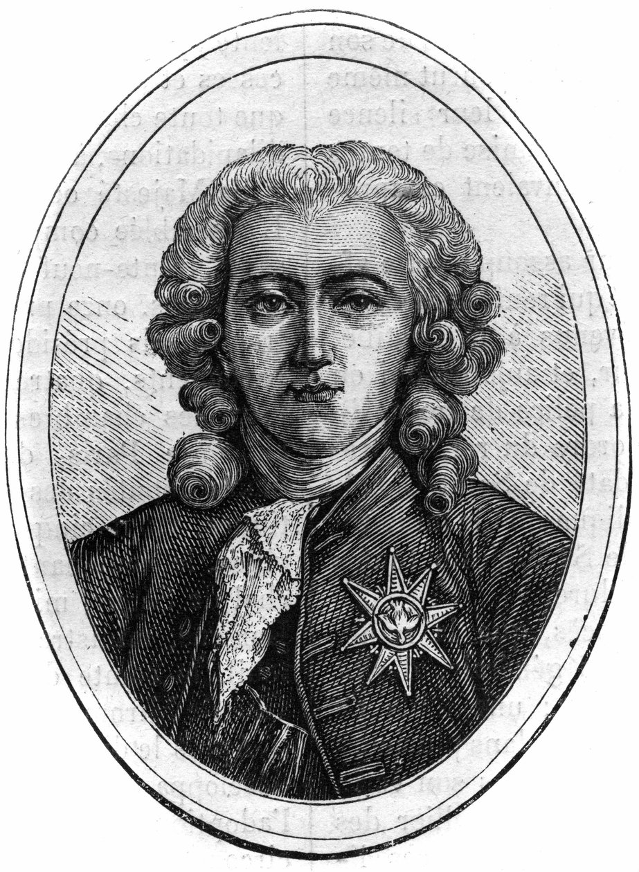 Portret van Charles Alexandre de Calonne, Franse politicus onder Lodewijk XVI, financieel controleur. Gravure in "Histoire des Papes-Rois-Queen and Empereurs a travers les siècles" door Maurice Lachatre door French School