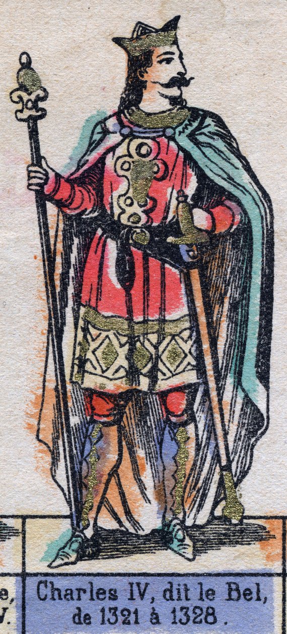 Portret van Karel IV van Frankrijk, bekend als Karel de Schone (1294-1328) (dynastie van de Capetianen). Illustratie eind 19e eeuw. door French School