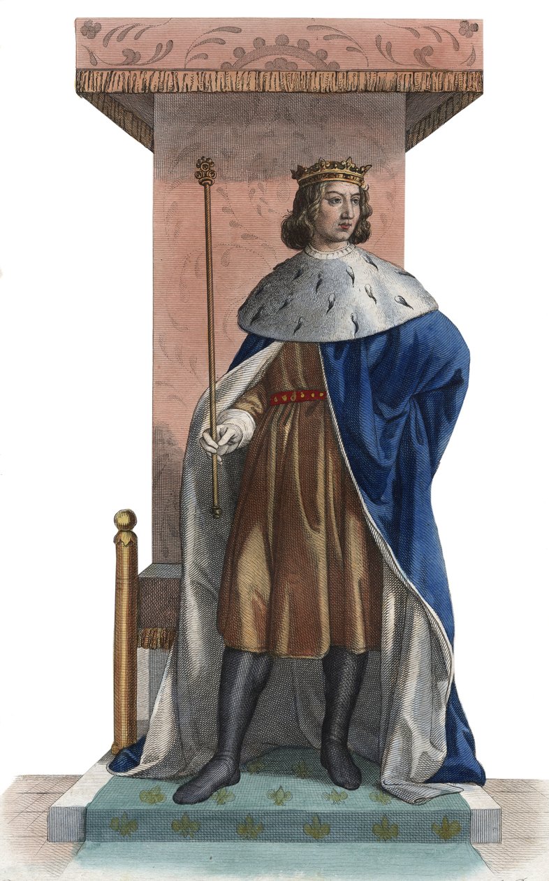 Portret van Karel V van Frankrijk, genaamd de Wijze (1338-1380), koning van Frankrijk door French School