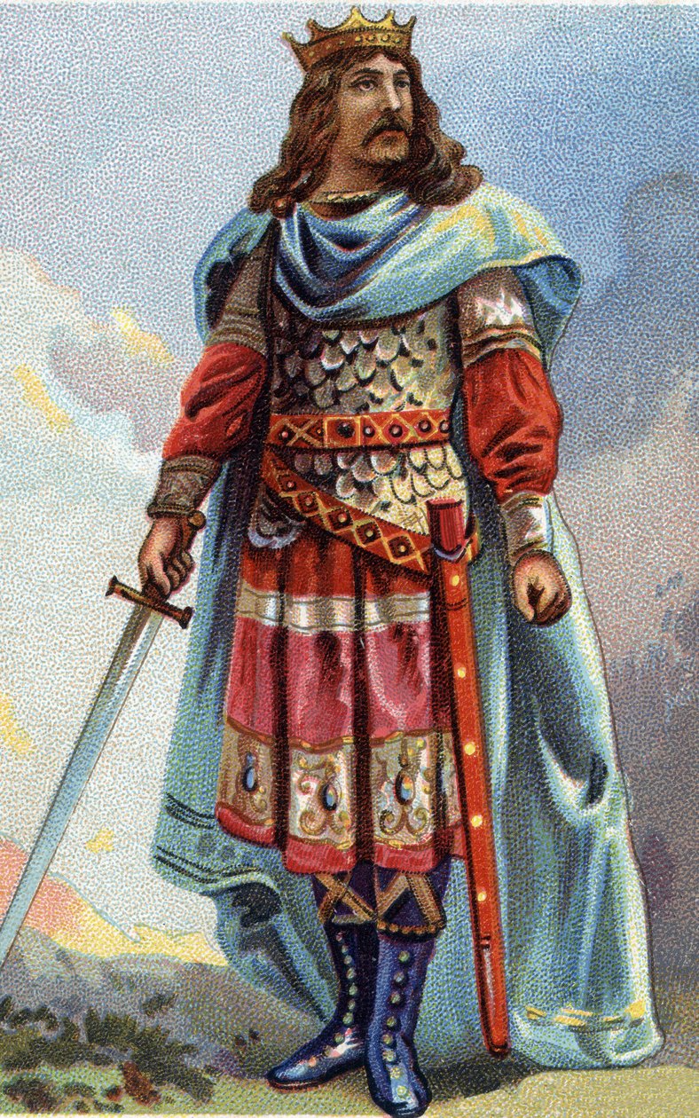 Portret van Clotaire (Clothaire) IV, koning van de Franken van 716 tot 718. Chromolithografie rond 1890 door French School