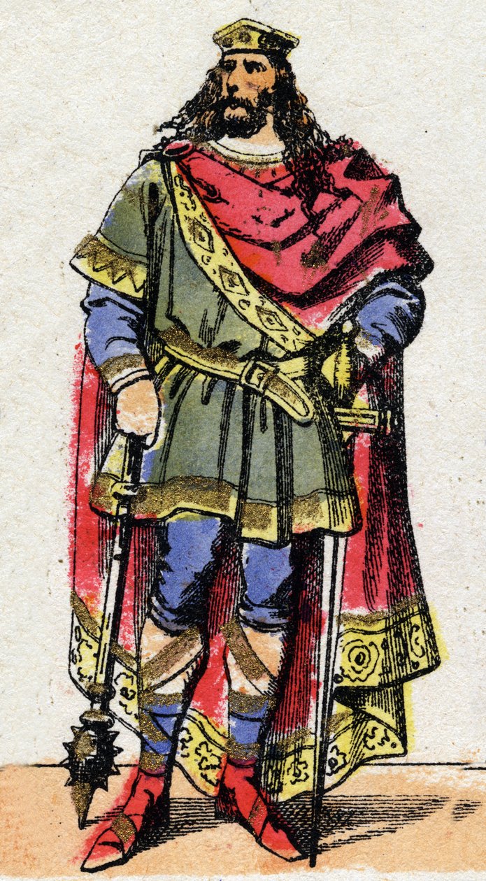 Portret van Clovis I, koning van de Franken. door French School