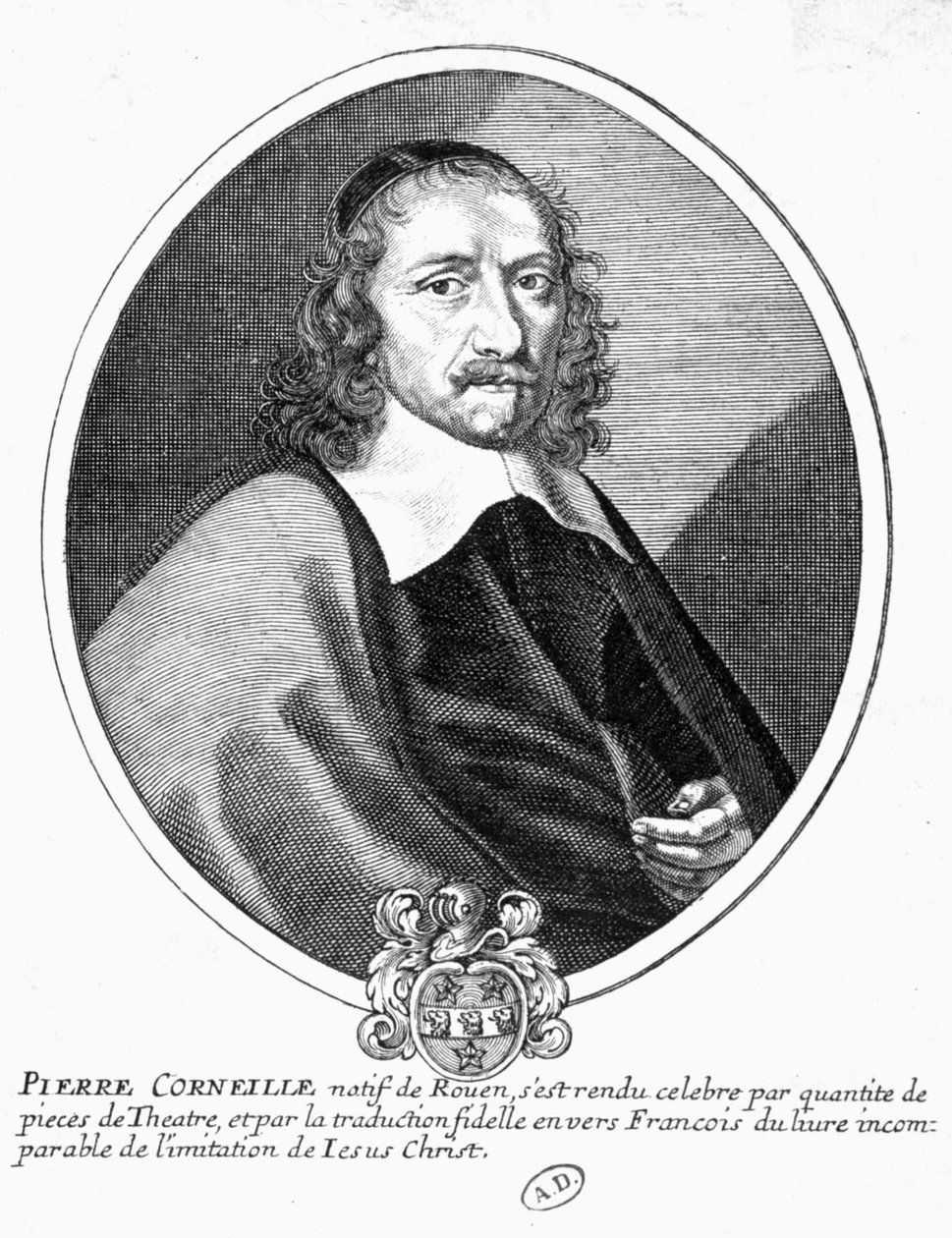 Portret van Corneille. 19e-eeuwse gravure. door French School