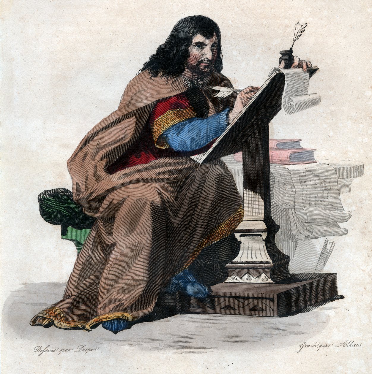 Portret van Einhard (Eginhard, Einhart, Einard, Einhard) (775-840), Frankische geleerde en hoveling door French School
