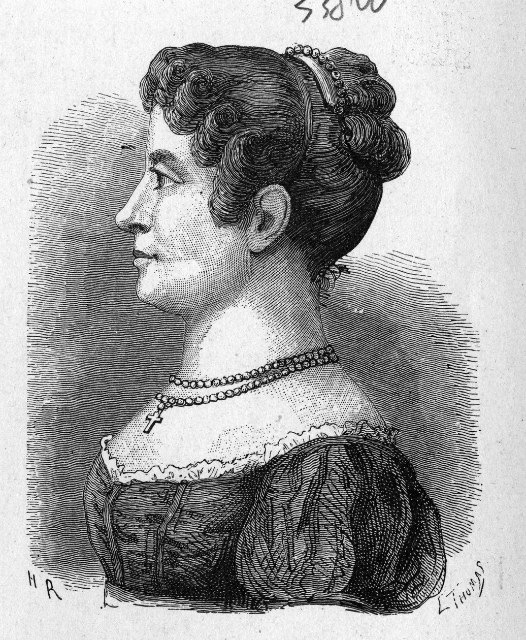 Portret van Elisa Garnerin, nicht van Garnerin, die de parachute probeerde die door de laatste was uitgevonden - in Album van Wetenschap; beroemde geleerden; Grote ontdekkingen 1896 door French School