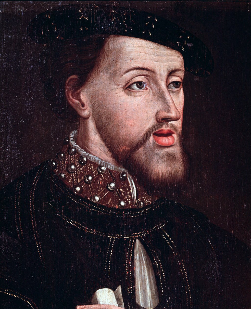 Portret van keizer Karel V (detail) door French School