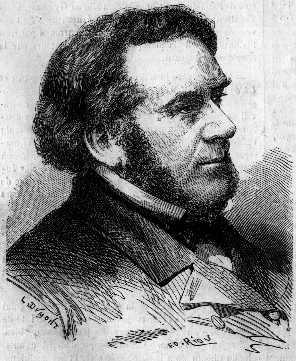 Portret van Eugene Bethmont (1804-1860), Franse advocaat en politicus, voormalig minister van Justitie. Gravure in 
