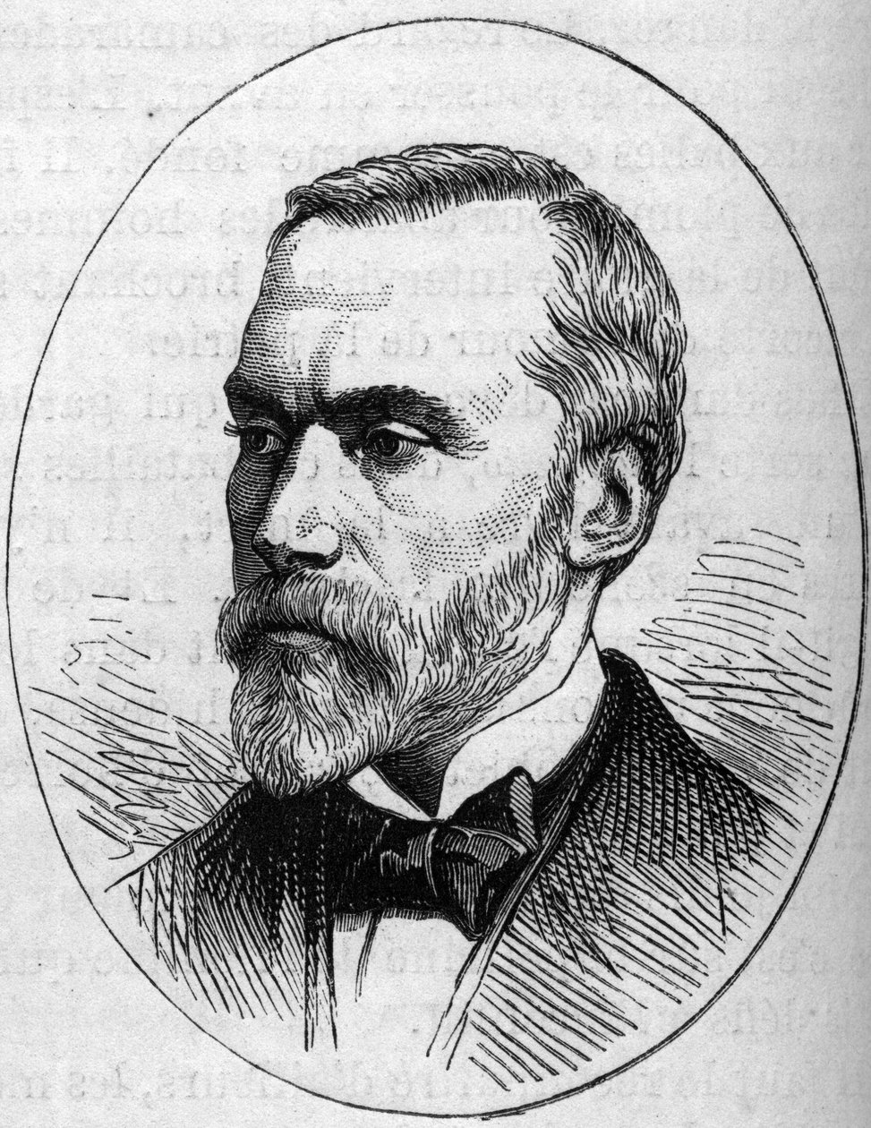 Portret van Eugene Guillaume (1822-1905), Franse beeldhouwer. Gravure in 