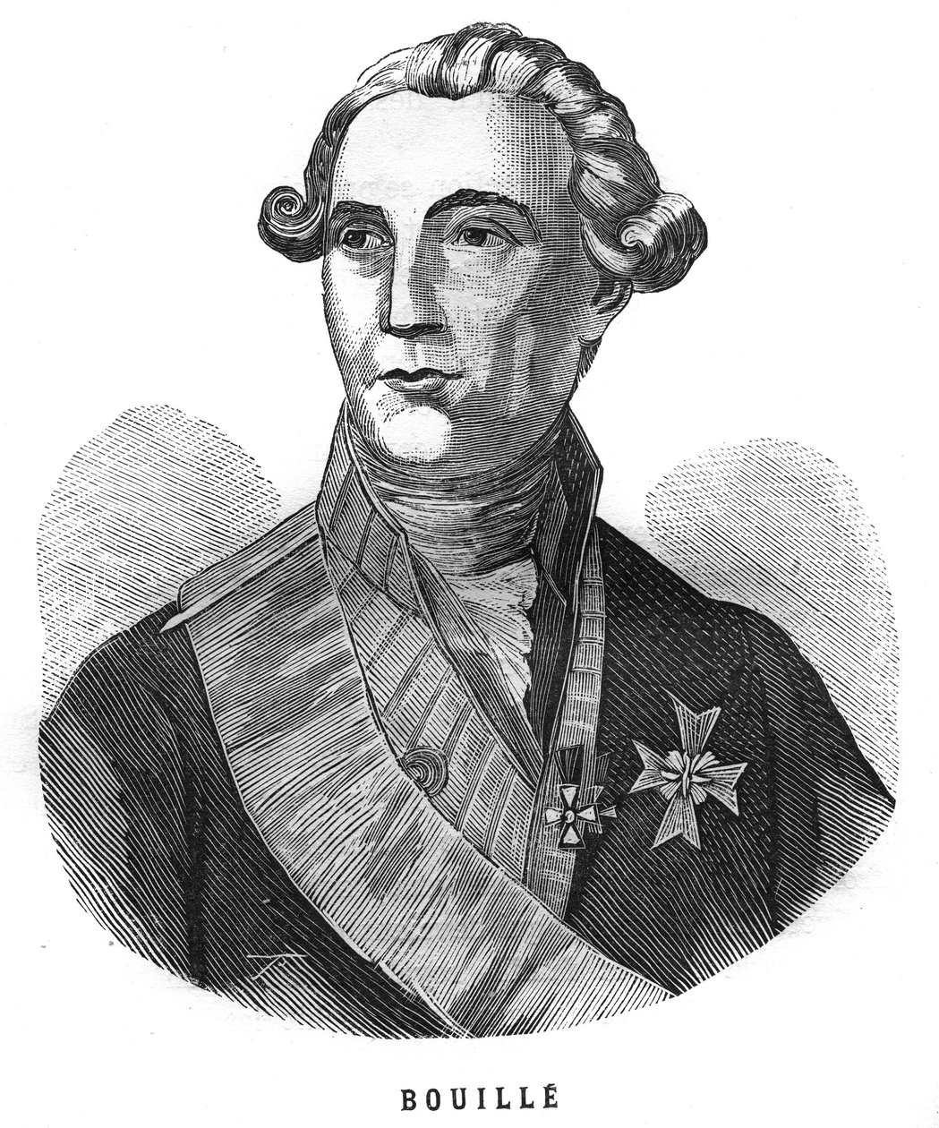 Portret van Francois Claude Amour, markies de Bouille (1739-1800), Franse generaal. Gravure in 