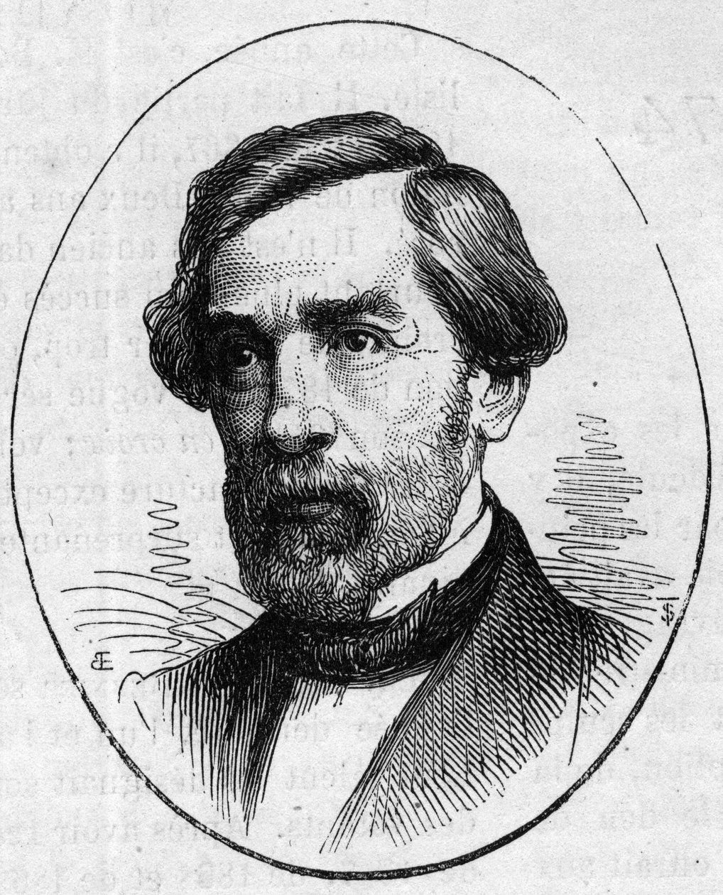 Portret van Francois Jouffroy, Franse beeldhouwer. Gravure in 