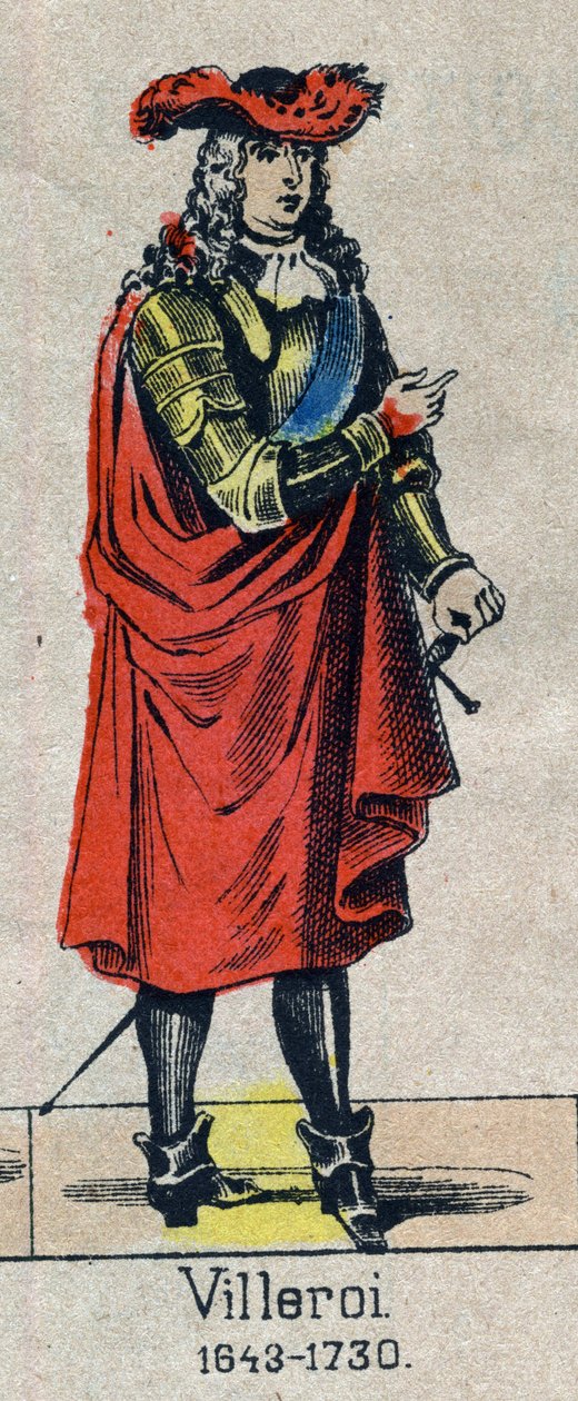 Portret van Francois de Neufville, hertog van Villeroi, maarschalk van Frankrijk. Afbeelding van Epinal uit het einde van de 19e eeuw door French School