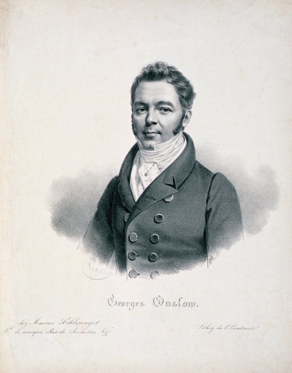 Portret van George Onslow (1784-1853) gegraveerd door C. Constance door French School