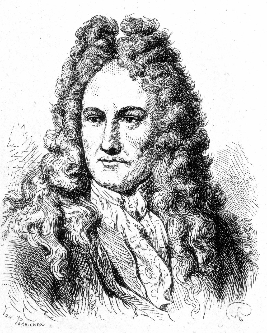 Portret van Gottfried Wilhelm von Leibniz (1646 - 1716), Duitse filosoof en geleerde - in 